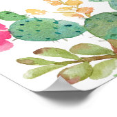 Elegant Watercolor Succulent Wedding Welcome Sign Poster (Ecke)