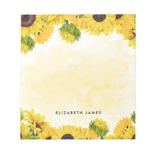 Elegant Watercolor Sunflowers Notizblock