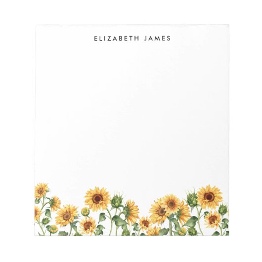 Elegant Watercolor Sunflowers Notizblock (Vorderseite)