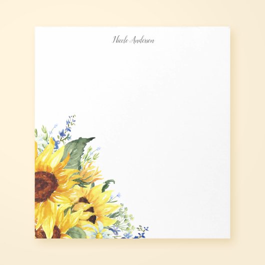 Elegant Watercolor Sunflowers Notizblock