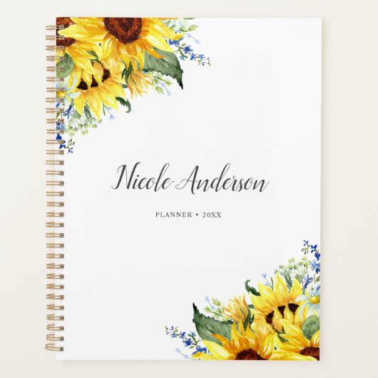 Elegant Watercolor Sunflowers Planer (Vorderseite)