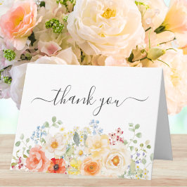 Elegant Watercolor Sunny Flowers Floral Folded Dankeskarte