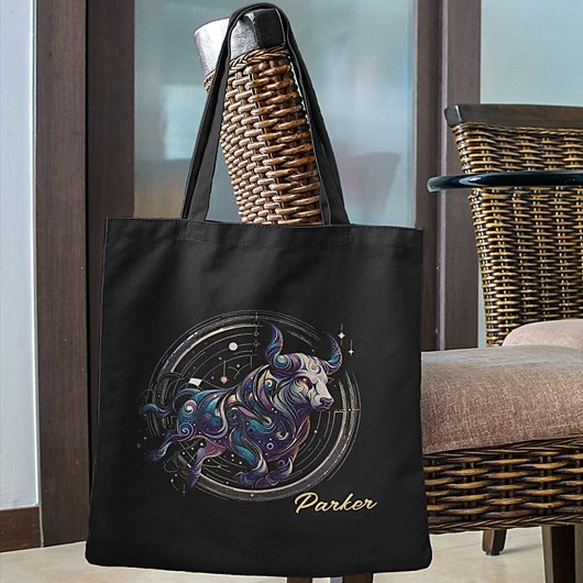 Elegant Watercolor Taurus Zodiac Black Tasche