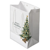 Elegant Watercolor Tree Christmas Party Mittlere Geschenktüte (Vorderseite Schrägansicht)