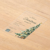 Elegant Watercolor Tree QR Code Christmas Party Acryleinladungen (Ablage )