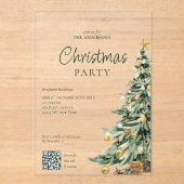 Elegant Watercolor Tree QR Code Christmas Party Acryleinladungen (Vorderseite)