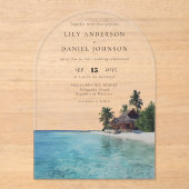 Elegant Watercolor Tropical Beach Wedding Arch Acryleinladungen (Vorderseite)
