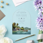 Elegant Watercolor Tropical Caribbean Wedding Arch Acryleinladungen (Insitu (Hochzeit))