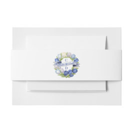 Elegant Watercolor Tulip Wreath Wedding Blue Ivory Einladungsbanderole