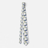 Elegant Watercolor Tulip Wreath Wedding Blue Ivory Krawatte (Rückseite)