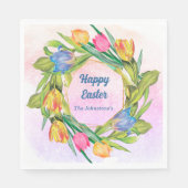 Elegant Watercolor Tulips Easter Serviette (Vorderseite)