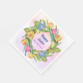 Elegant Watercolor Tulips Easter Serviette (Ecke)