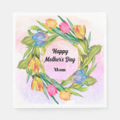 Elegant Watercolor Tulips Mother's Day Serviette (Vorderseite)