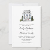 Elegant Watercolor Venue Sketch Wedding Invitation Einladung (Vorderseite)