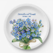 Elegant Watercolor Vergiss-me-not Wedding Pappteller (Vorderseite)