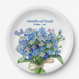 Elegant Watercolor Vergiss-me-not Wedding Pappteller