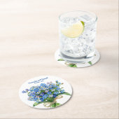 Elegant Watercolor Vergiss-me-not Wedding Runder Pappuntersetzer (Vor Ort)