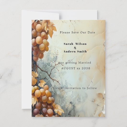 Elegant Watercolor Vineyard Wedding Save the Date Magneteinladung (Vorderseite)