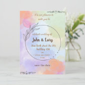 Elegant Watercolor Wedding Invitation  Einladung (Stehend Vorderseite)