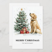 Elegant Watercolor Weihnachten und Hund (Vorne/Hinten)