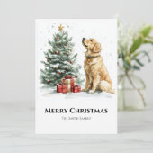 Elegant Watercolor Weihnachten und Hund (Stehend Vorderseite)