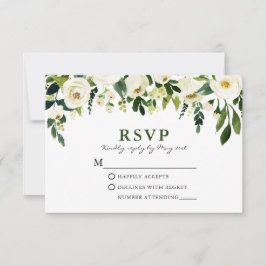 Elegant Watercolor Weißer Blumengarten RSVP Karte