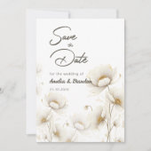Elegant Watercolor White Floral Wedding Save The Date (Vorderseite)