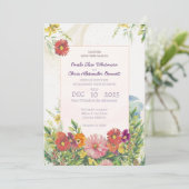 Elegant Watercolor Wildflower Garden Wedding Einladung (Stehend Vorderseite)