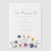 Elegant Watercolor Wildflower Spring Wedding Pergament Einladungen (Vorderseite)