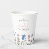 Elegant Watercolor Wildflowers Bridal Shower Pappbecher (Vorderseite)