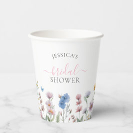 Elegant Watercolor Wildflowers Bridal Shower Pappbecher
