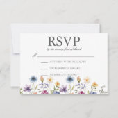 Elegant Watercolor Wildflowers Spring Wedding RSVP Karte (Vorderseite)