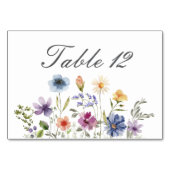 Elegant Watercolor Wildflowers Spring Wedding Tischnummer (Vorderseite)
