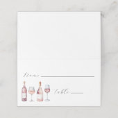 Elegant Watercolor Wine Bottles Vino Platzkarte (Außenseite Aufgefaltet)