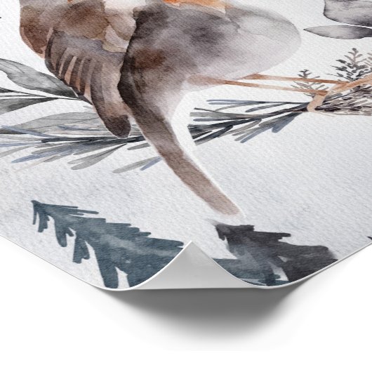 Elegant Watercolor Winter American Robin Poster (Ecke)