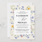 Elegant Watercolor Wldflowers Meadow Details RSVP Einladung (Vorderseite)