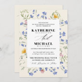 Elegant Watercolor Wldflowers Meadow Details RSVP Einladung (Vorne/Hinten)