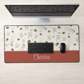 Elegant Watercolor Woodland Winterberry Monogram Schreibtischunterlage