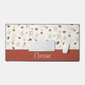 Elegant Watercolor Woodland Winterberry Monogram Schreibtischunterlage (Tastatur & Maus)