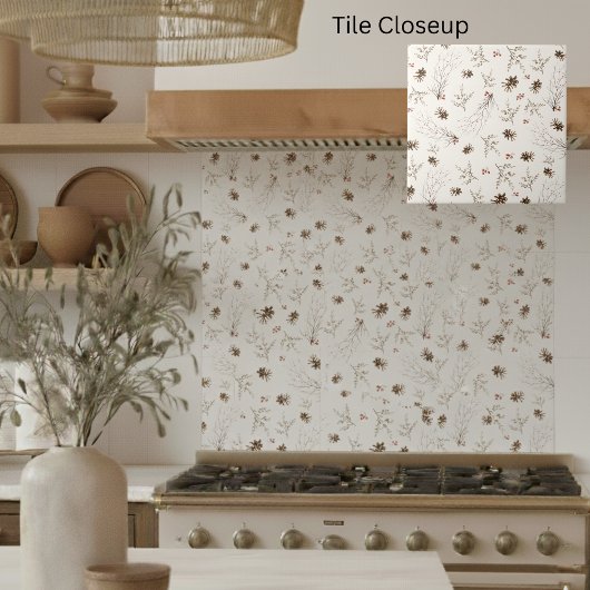 Elegant Watercolor Woodland Winterberry Pattern Fliese