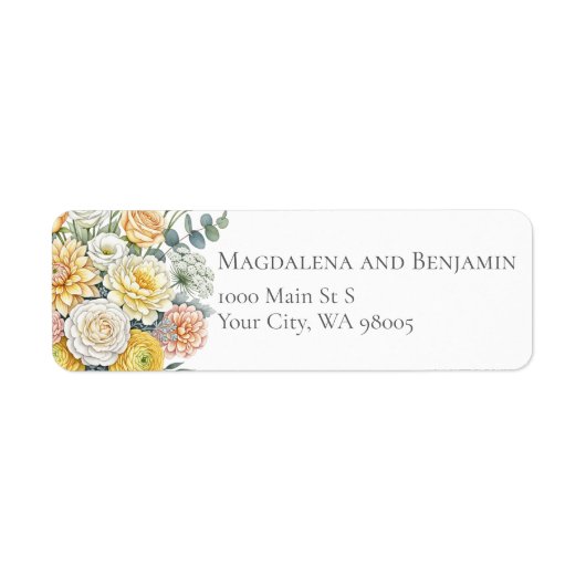 Elegant Watercolor Yellow Peach Sage Green Flowers (Vorne)