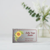 Elegant Watercolor Yellow Sunflower Business Card Visitenkarte (Stehend Vorderseite)