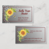 Elegant Watercolor Yellow Sunflower Business Card Visitenkarte (Vorne/Hinten)