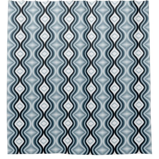 Elegant Wavy Blue Pattern Duschvorhang (Vorderseite)