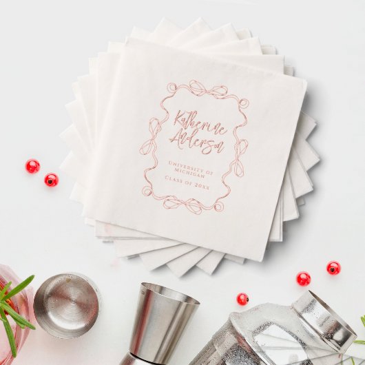 Elegant Wavy Border Bow Graduation Party Servietten Mit Folie