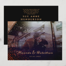 Elegant Wavy Burgundy Overlay Foto Wedding Einladung