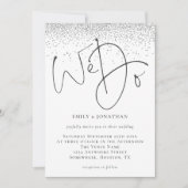 Elegant We do Script Silver Glitzer Wedding Einladung (Vorderseite)