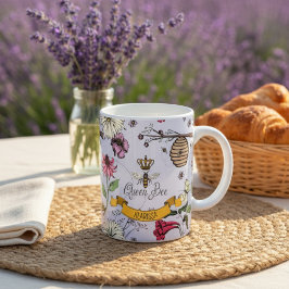 Elegant We Love You Floral Queen Bee Photo Mug Kaffeetasse