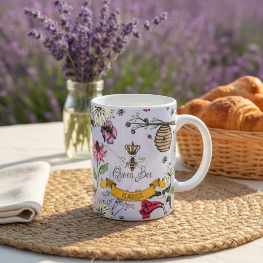Elegant We Love You Floral Queen Bee Photo Mug Kaffeetasse