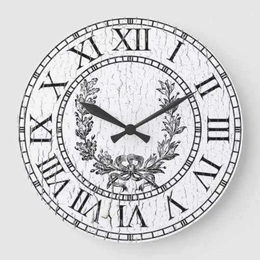 Elegant Weathered French Kreath Personalize Große Wanduhr (Vorderseite)